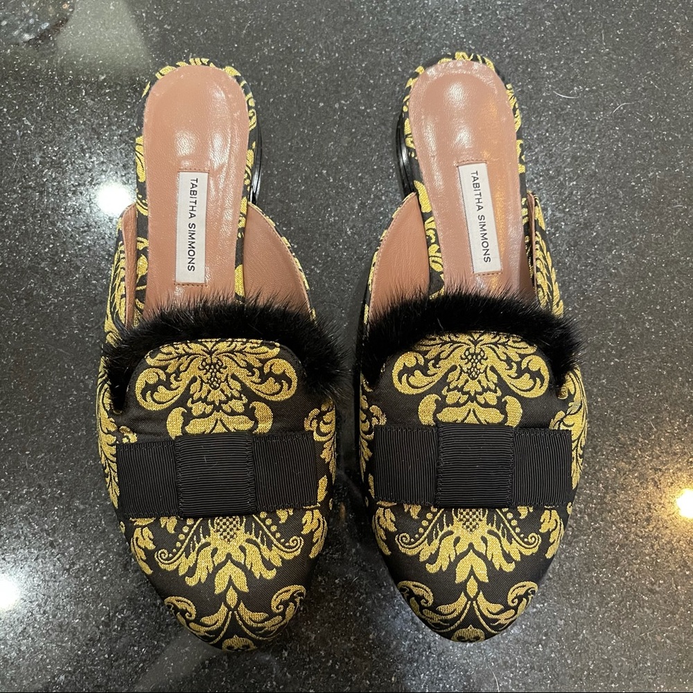 Tabitha Simmons jacquard flat mules